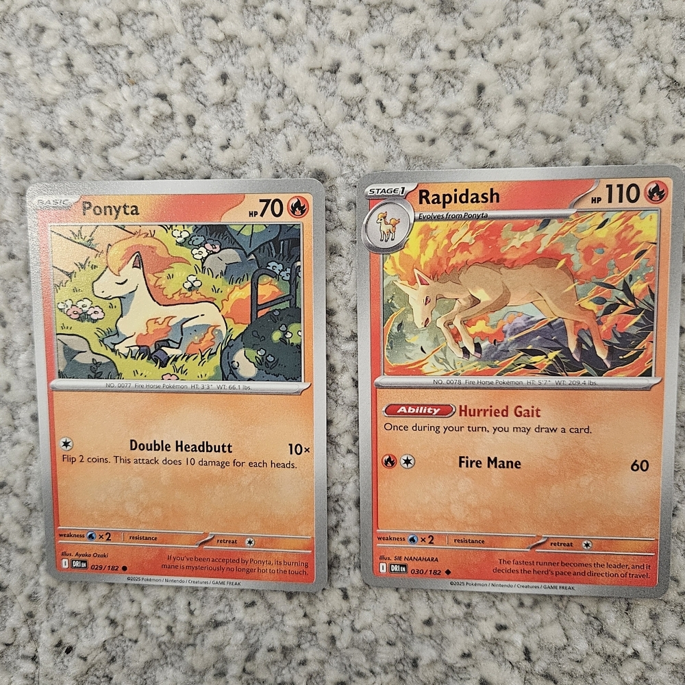 POKEMON TCG Card Ponyta Rapidash Set of 2 Destined Rivals 29 & 30/182